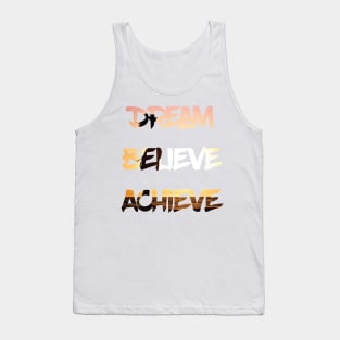 Dream Believe Achieve Woman Cheering in the Sunset Tank Top